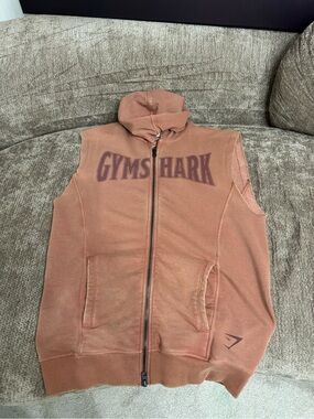 Gymshark Men’s Rust Brown Sleeveless Zip-Up Hoodie Vest